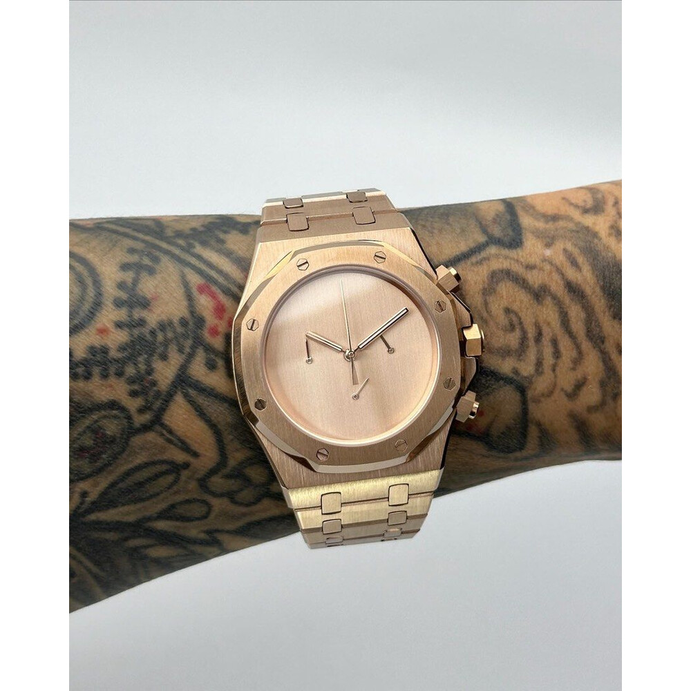 Custom Seiko Mod • Sterile Rose Gold AP Quartz Chronograph • 42mm